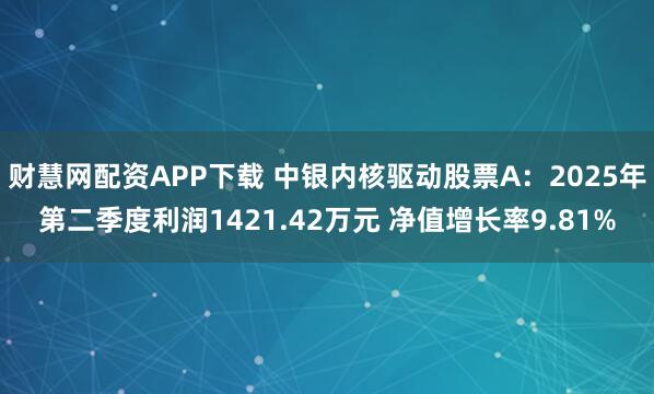 财慧网配资APP下载 中银内核驱动股票A：2025年第二季度利润1421.42万元 净值增长率9.81%