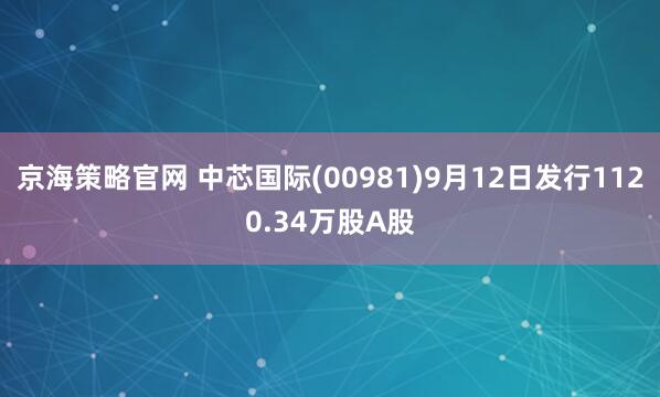 京海策略官网 中芯国际(00981)9月12日发行1120.34万股A股